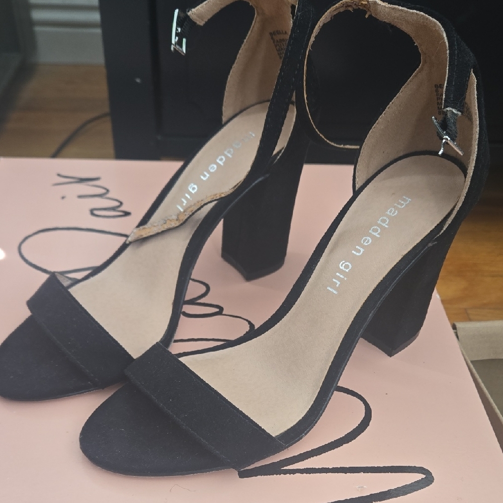 Madden Girl Black Ankle Strap Heels
